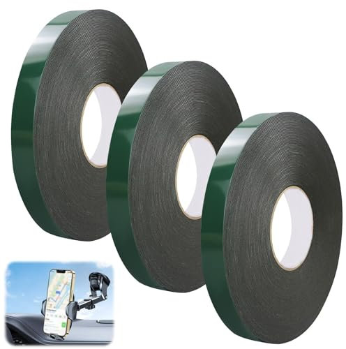 JCSJK 30m x10mm Double Sided Foam Tape, Automotive Number Plate Tape Waterproof Heat Resistant Strong Adhesive for Car Trims Number Plate LED Strips Home Decor, 1mm Thk Black Sponge