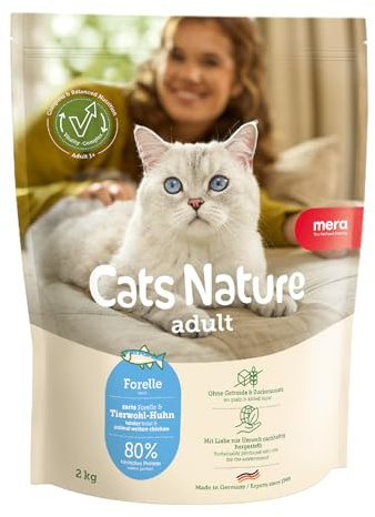 MERA Cats Nature Forelle 2kg Katzenfutter trocken ohne Zucker & Getreide | Hochwertige Rezeptur mit hohem Fleischanteil - Alleinfuttermittel, magenschonend, leicht verdaulich, Familienunternehmen
