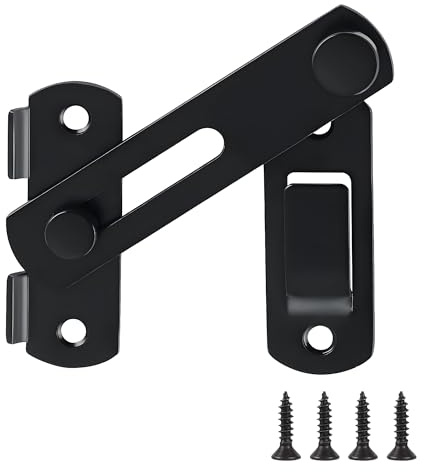 Oudesi Thicker Gate Lock Door Latch, Safety Sliding Door Bolt Lock for Wooden Gate Garden Shed Internal Door Cabinet Window Stainless Steel, Black