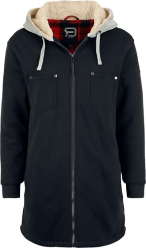 RED by EMP Damen schwarze Kapuzenjacke mit Teddyfutter