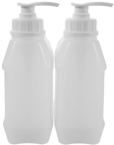CORHAD Lot de 2 Bouteilles à Pompe 1l en Plastique Semi-Transparent, Distributeurs Rechargeables pour Gel et Lotion Corporelle, Réservoirs Étanches et Compacts Voyages