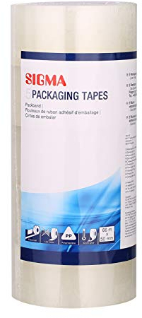 SIGMA Paketband | Klebeband | | transparent | 5x Rollen | 50 mm x 66 m | für Pakete, Umzugskartons, Verpackungsmaterial | Adhesive Tape