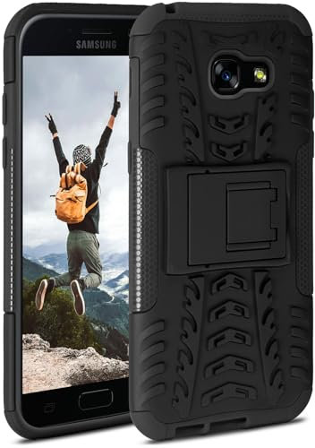 ONEFLOW Tank Case für Samsung Galaxy A5 (2017) Hülle Outdoor, stabile Panzerhülle mit Kamera und Display Schutz, sichere Handyhülle, TPU Handy Schutzhülle mit Ständer, Schwarz