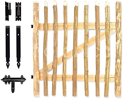 Floranica Cancello in Legno Giardino Porte in Legno nocciolo Cancelletto di Recinzione cancello Esterno La Distanza tra i pioli è di 6-9 cm Altezza: 100cm Larghezza: 100cm