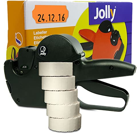 Preisauszeichner Set Jolly C8 inkl. 5 Rollen 26x12 Preisetiketten - leucht-orange permanent | MHD Datumsauszeichner | HUTNER