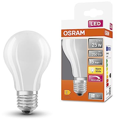 OSRAM Led Superstar Classic A25 Dimmable Led Lamp for E27 Base, Pear Shape, Gl Fr, 250 Lumens, Warm White (2700K), Replacement for Conventional 25W Light Bulbs, 1-Pack