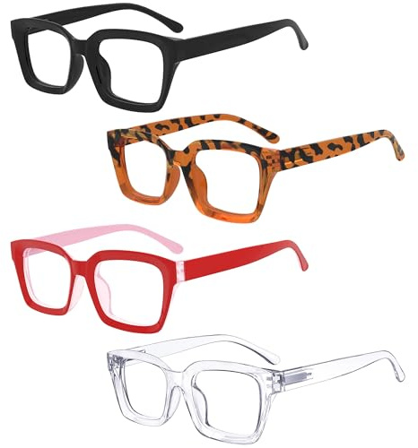 Eyekepper 4er Pack Damenbrillen - Übergroße Brillen mit quadratischem Design für Damen