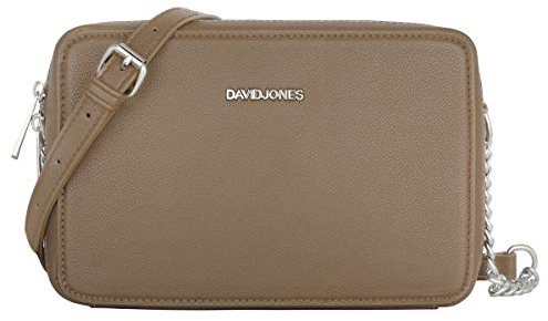 David Jones - Damen Kleine Umhängetasche - Frau Quadratische Handtasche PU Leder - Kette Schultertasche Elegant Crossbody Bag - Handy Tasche Mini Abendtasche Party Clutch Pochette Mode - Taupe Braun