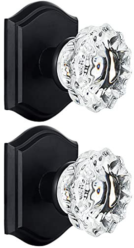 CLCTK Crystal Glass Door Knobs Matte Black (Dummy-2 Pack)