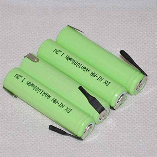 Without Brand FJY-BATTEERY, 4 pezzi 1,2 V AAA 1000 mAh batteria ricaricabile 3A 10440 NiMH Celle NiMH con perni per spazzolino da denti per rasoio elettrico Philips Braun