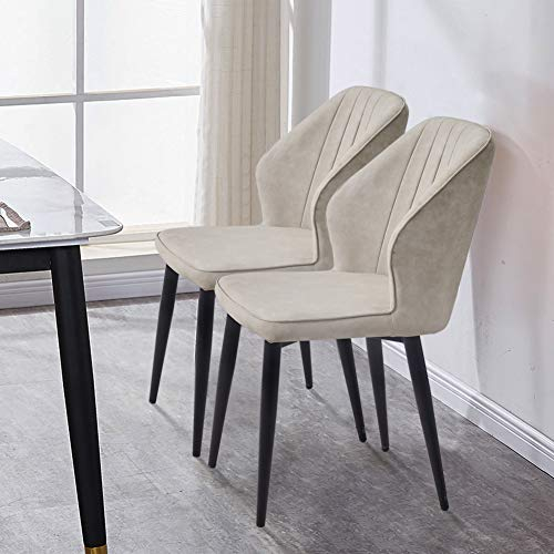 TUKAILAi Esszimmerstühle 2er Set Beige Kunstleder Küchenstühle Lounge Empfangsstühle mit ergonomischer Rückenlehne und Metallbeinen, gepolsterte Wannenstühle für Zuhause, Wohnzimmer, Büro