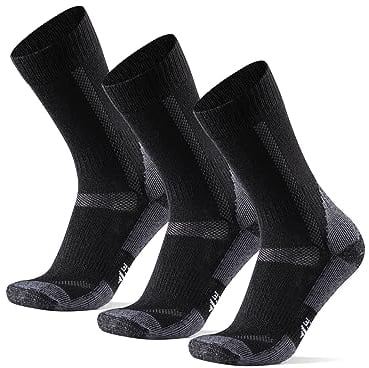 DANISH ENDURANCE Outdoor Walking Thermal Socks, Merino Wool, Premium Comfort Hiking Socks for Men & Women Unisex 3 Pack, Black, 3-5