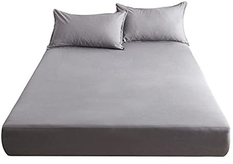 YAOTT Strapazierfähig und bequem perfekte Passform für Bettwäsche einfache und einfarbige Tagesdecke milbenfreier lichtechter und Nicht schrumpfender Matratzenschutzbezug Hellgrau 200 x 220 cm