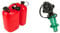 Oregon 562407 Red Combi-Can, 5 litres Fuel and 3 litres Oil & 562612 Safety Spout for Combi-Can - Green