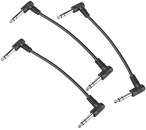 Guitarra Cable Patch 6,35mm Silencioso Cable Pedalera Patch Cable 1/4 Derecha Masculino de ángulo para Hombre Estéreo Instrumento Patch Alambre para Guitarra/Bajo Pedales de Efectos(3Pack, 15cm)
