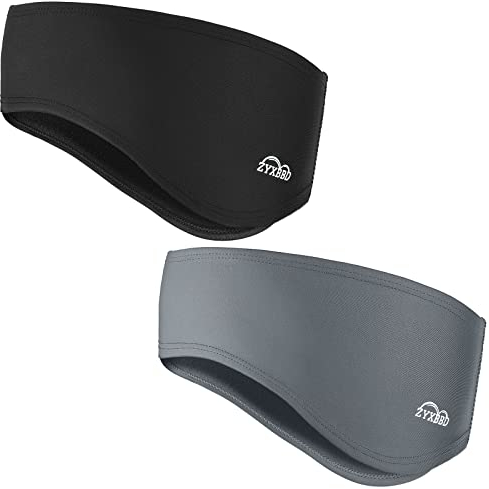 Winter Stirnband Ohrenwärmer Kopfband für Damen und Herren-Frühling Herbst Fleece Ohrenschützer Sport Stirnbänder Windstopper für Joggen, Laufen, Skiing, Wandern und Fahrrad Schwarz+Grau