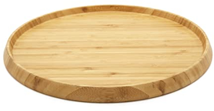 Bredemeijer rundes braunes Tablett Ø 35 cm aus Holz - großes Serviertablett für Getränke oder Flaschen