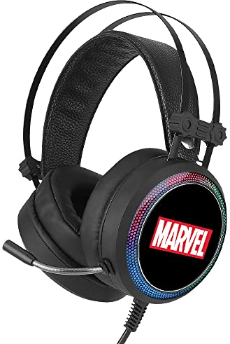 Ert Group Cuffie da gioco con microfono, Cuffie LED con archetto regolabile Modello Marvel originale e con licenza ufficiale Marvel 001