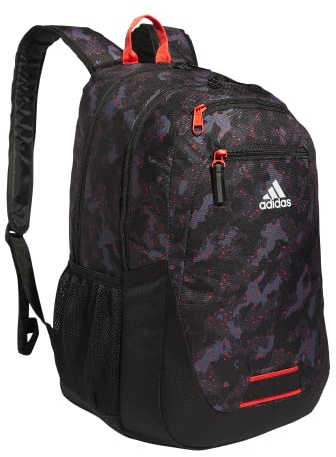 adidas Foundation Backpack for Laptop, Book Sleeve, Large Durable Athletic Gym Bag, Galaxy Camo Black-bright Red/Black/Bright Red, One size, Foundation Backpack for Laptop, Large Durable Athletic Gym