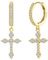 KRFY Kreuz Ohrringe Gold 925 Sterling Silber für Damen Herren Zierlich Klein Huggie Ohrringe Creolen mit Kreuz Leichtgewicht Hypoallergen 18K Vergoldet Hängend Creolen Gold