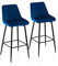TUKAILAI Barhocker 2er Set 75cm, Barstühle Samt, Küchenhocker mit Rückenlehne Gepolstertem Sitz Metallbeinen Fußstütze, Tresenhocker Bistrohocker für Küche Bars Esszimmer Restaurants, Blau