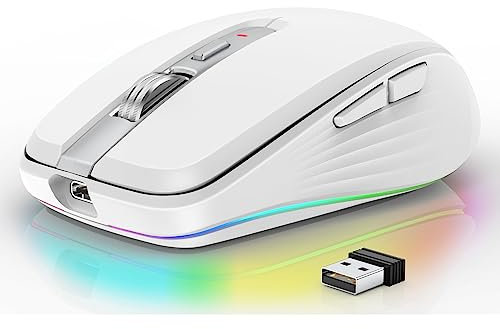 Sxhlseller 2.4G Wireless BT5.1 Mouse Dual Mode Connection, Mouse da Gioco con Rotella di Scorrimento 3D Regolabile DPI, Mouse da Ufficio 12 Effetti di Illuminazione RGB per OS X