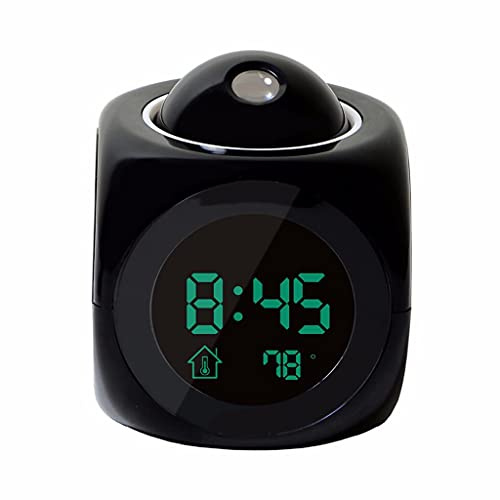 GaRcan Projection Alarm Clock for Bedroom LCD Digital Display Talking Voice Function Smart 180°Projector on Ceiling Snooze