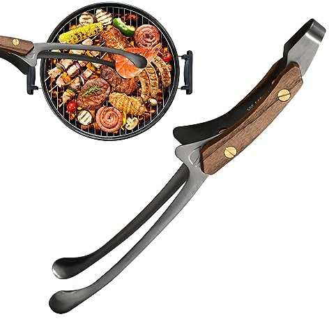 Heavy Duty BBQ Tongs for Cooking With Non-Slip Wooden Handle | Kitchen Gadgets for Pork, Beef, Lamb, Potatoes, Cucumbers for Camping, Japanese Youding