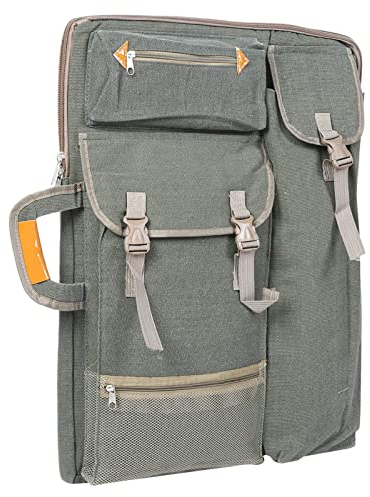 Cocoarm Große Kunsttasche für Outdoor-Skizzen, Wasserfester Canvas-Stoff, Bleistiftaufbewahrung, Farbbox-Tasche, Praktischer Transport mit Metall-Staffelei-Aufbewahrung (Aschgrau)