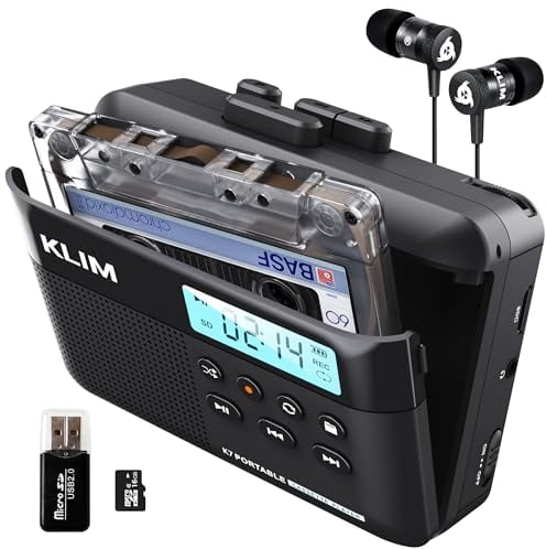 K7 Walkman Kassettenspieler + Kassettenrekorder + Cassette Player + Kassetten Digitalisieren + Tragbarer Kassettenrekorder + Mikrofon & Lautsprecher + Wiederaufladbarer Akku + Ohrhörer + 16GB SD-Karte