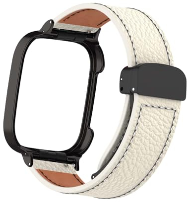 BroJaq Lederarmband für Xiaomi Mi Watch Lite/Redmi Watch Lite Armband, Magnetische Leder Ersatzarmband, Magnetische Mehrfache Farben Slim Leather Ersatzband Kompatibel mit Xiaomi Redmi Watch Lite (F)