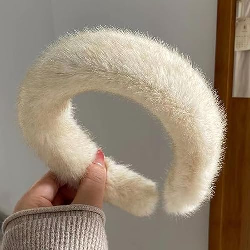 Retro Winter Imitation Nerz Pelz Kunst Pelz Haar bänder Frauen Mädchen Plüsch Widen Dickes weiches Haar Hoop Haarschmuck Stirnband