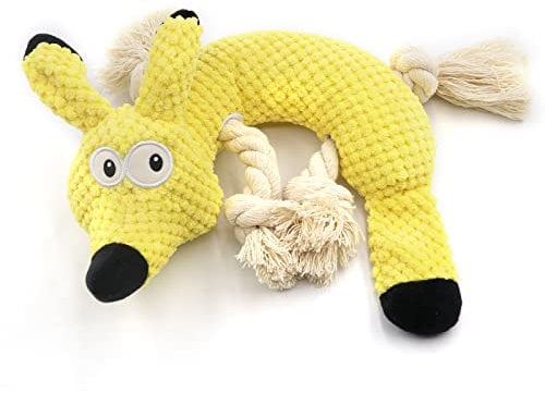 BONAVCY Soft Funny Dog Toys, Plush Puppy Chew Toys Teething Toys with Crinkle Squeaky Paper and Tug Rope for Small Medium Dogs
