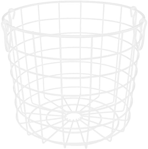 ABOOFAN Round Wire Laundry Basket Metal Clothes Hamper with Handle Iron Wire Utility Storage Container Farmhouse Organizer Bin for Toys Book Blanket White