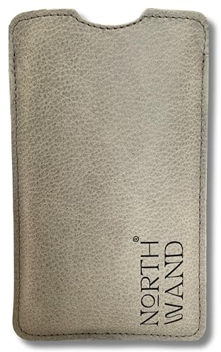 NorthWand Premium Echtleder Hülle für iPhone 15 Pro / 15, 14 Pro / 14, 13 Pro / 13, 12 Pro / 12 Tasche, Case, Handyhülle - Pflanzlich gegerbtes Leder mit Signet-Prägung, Made in Germany, Farbe Grau