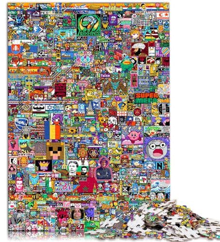 Puzzle 1000 Teile für Erwachsene und Kinder von，World Pixel Art，Für Erwachsene, Familien oder Kinder, Holzpuzzle，Weihnachts- und Geburtstagsgeschenke，Größe: 50 x 75 cm