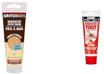 SINTO Pâte à Bois Rebouche Petits trous - Idéal Pour Reboucher Imperfections pour Trous, Fentes & Sader Rebouche Tout – Enduit de Rebouchage Intérieur Prêt à l’Emploi – Tous Supports