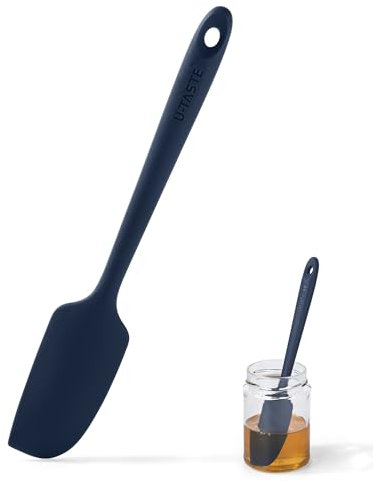 U-Taste 22.7cm Small Silicone Spatula: 315℃ Heat Resistant Non-Stick Flexible Seamless Mini Spatula, Baking Cooking Kitchen Utensil for Mixing Scraping Fits in Small Containers (Midnight Blue)