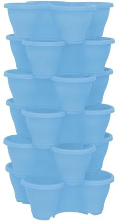 simpa 6PC Quad-Pot Stackable Indoor & Outdoor Planters - Blue