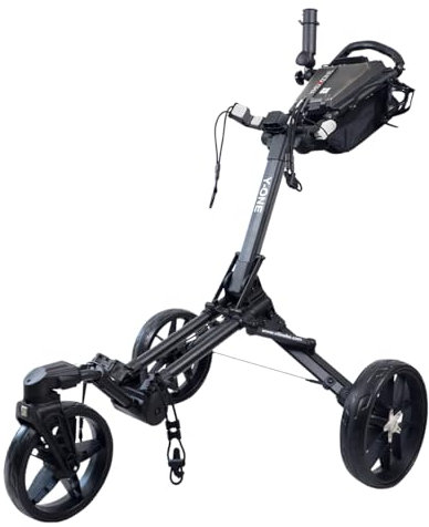 YMDXONE 3-Wheel Lightweight Golf Trolley | Foldable Golf Push Cart with Umbrella Holder & Adjustable Handles | Durable Golf Buggy for Men & Women | Compact Design for Easy Storage & Transport