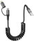 2 en 1 Cable Spirale Voiture pour Apple CarPlay et Android Auto [3A Charge Rapide & Transmission de Données], Câble Multi USB avec Lightning USB C Câble pour iPhone 16/15/14/13/Galaxy/Huawei