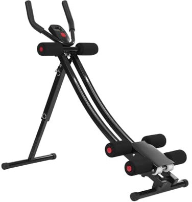 Klappbarer Bauchtrainer: Hantelbank für Ganzkörpertraining, Sit-Up-Bank, Bauchmuskeltrainer mit LCD-Monitor, bis 200kg Nutzergewicht