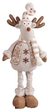 BaronHong Verstellbare, stehende Weihnachtswichtel, 60 cm, handgefertigter Elchwichtel aus Plüsch mit Federbeinen, Deko-Ornamente (Elch, M)