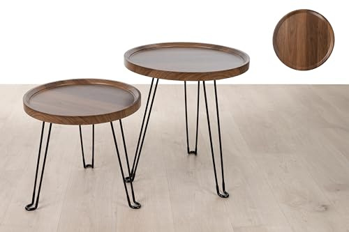 SET 2 MESAS MADERA PATAS METAL