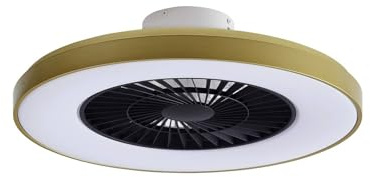 Lindby LED Deckenventilator mit Lampe Teleo dimmbar Leselampe (Modern) in Gold/Messing (1 flammig,) - Ventilator Wohnzimmerleuchte