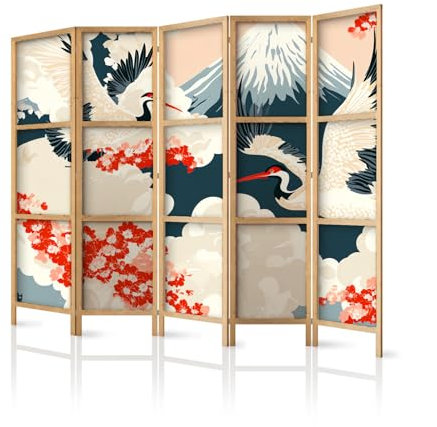 framed concept - Biombo biombo de madera 225 x 172 cm, 5 piezas, unilateral, estilo oriental