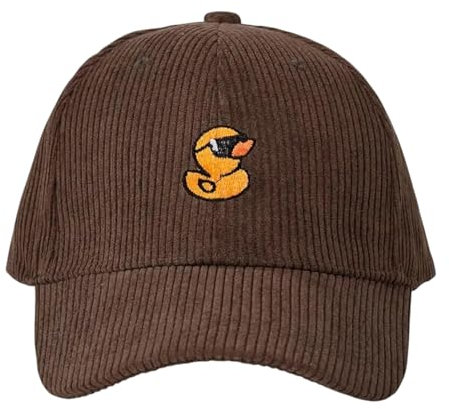 Tindo Cord-Kappe in Braun mit Ente und Sonnenbrille – Stylische Unisex-Mütze für Freizeit und Outdoor-Aktivitäten