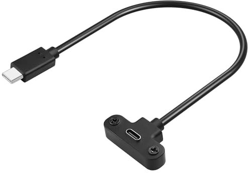 GINTOOYUN USB-C Panel Mount Cable USB 2.0 Type C Male to Tyep C Panel Mount Female Extension Cable with Panel Mount Screw for Laptops,Computer Cases,Tablets,etc(12.6 Inch)