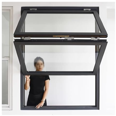 Ventanas plegables for cobertizo de camión de comida,Ventana de servicio de soporte de concesión de montaje empotrado,Ventana de servicio plegable hacia arriba for ventilación de cocina(Black,50x70cm)