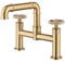 Pont de cuisine robinet de baignoire de salle de bain robinet mitigeur 2 trous robinet de baignoire monobloc robinet mitigeur double levier mono pont monté moderne brossé or
